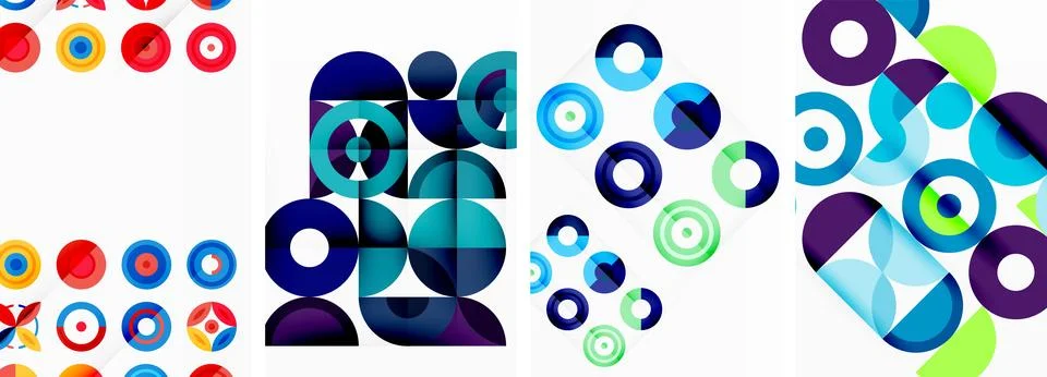 Round geometric elements and circles in background design for wallpaper イラスト素材