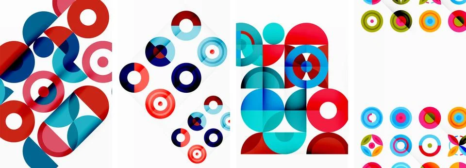 Round geometric elements and circles in background design for wallpaper Stock Illustration