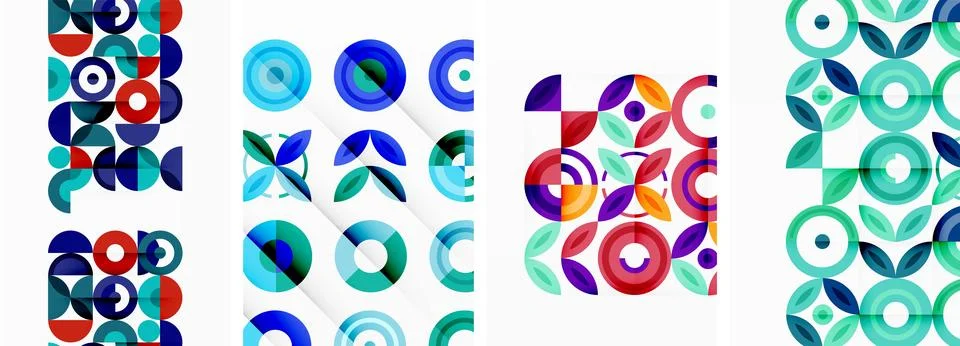 Round geometric elements and circles in background design for wallpaper Stock Illustration