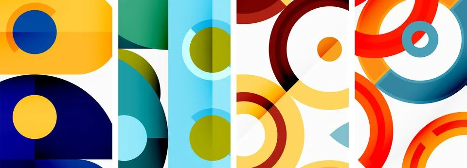Round geometric elements and circles in background design for wallpaper Stock Illustration