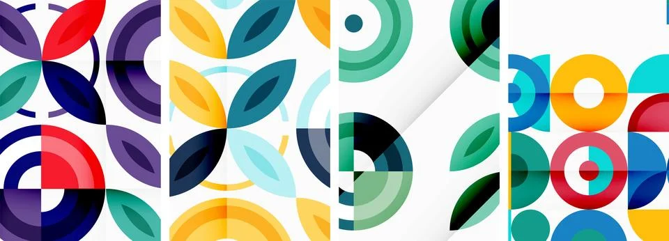 Round geometric elements and circles in background design for wallpaper Stock Illustration