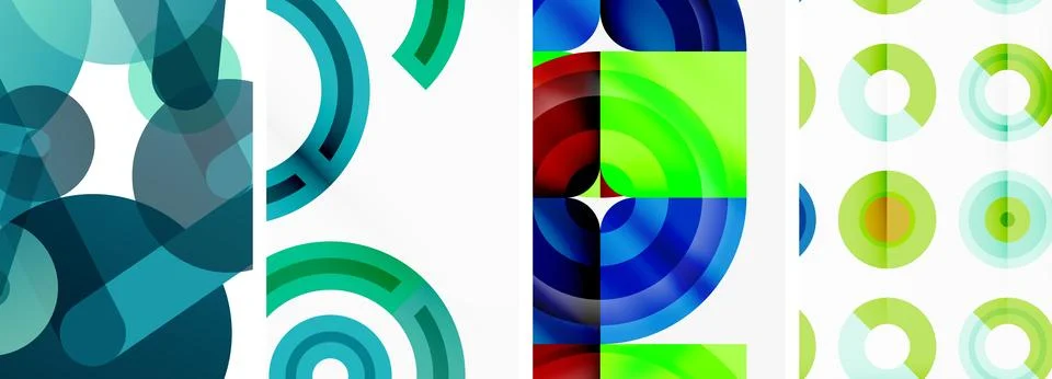 Round geometric elements and circles in background design for wallpaper Stock Illustration