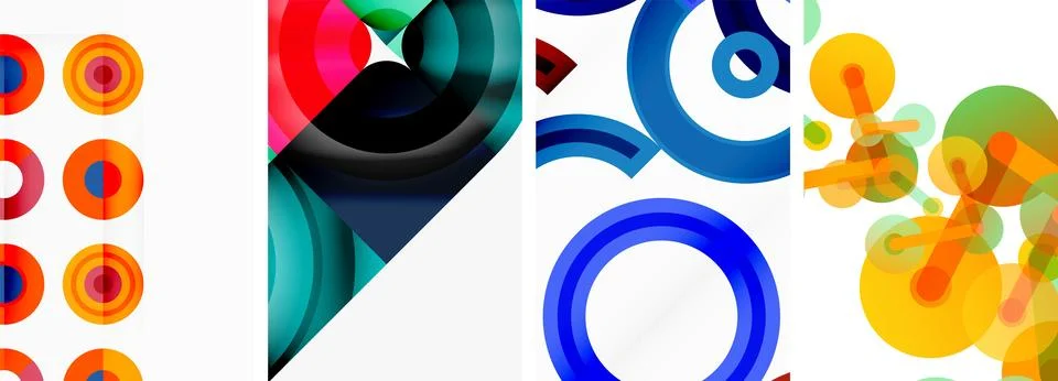 Round geometric elements and circles in background design for wallpaper Stock Illustration
