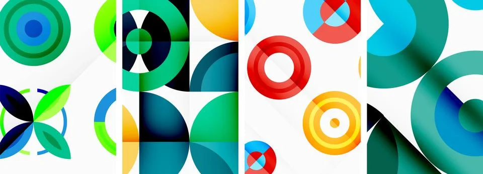 Round geometric elements and circles in background design for wallpaper Stock Illustration