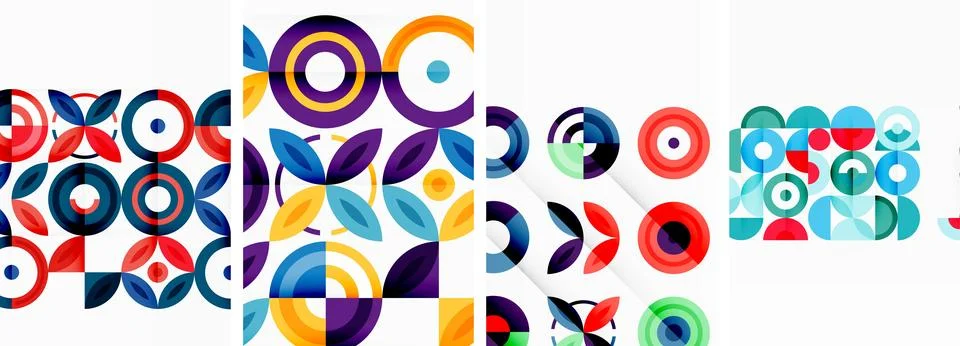 Round geometric elements and circles in background design for wallpaper Stock Illustration
