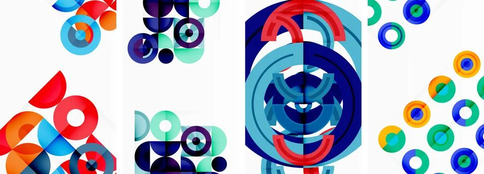 Round geometric elements and circles in background design for wallpaper Illustrazione stock