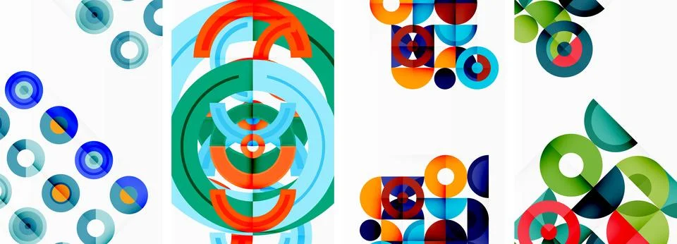 Round geometric elements and circles in background design for wallpaper 스톡 일러스트