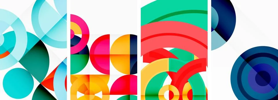 Round geometric elements and circles in background design for wallpaper Stock Illustration