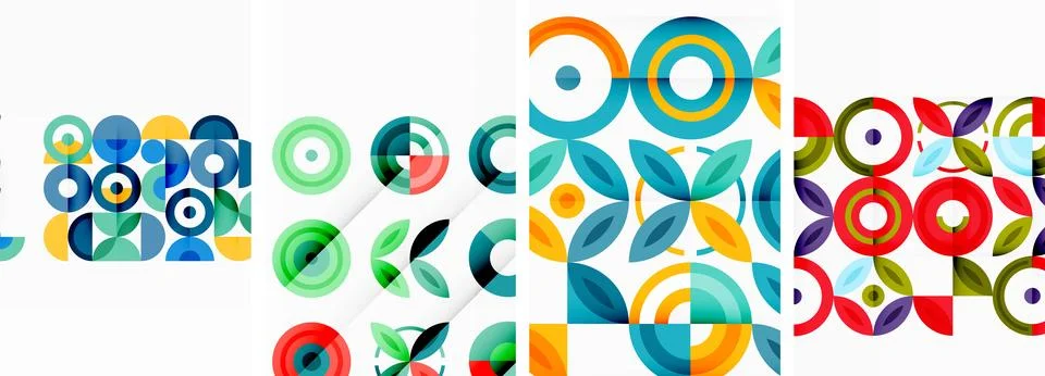 Round geometric elements and circles in background design for wallpaper Stock Illustration