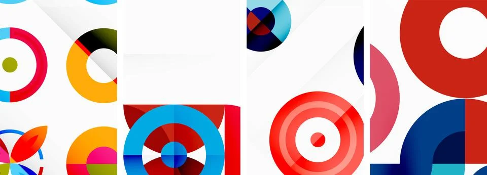 Round geometric elements and circles in background design for wallpaper Stockillustratie