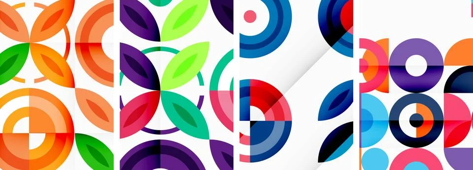Round geometric elements and circles in background design for wallpaper Stock Illustration
