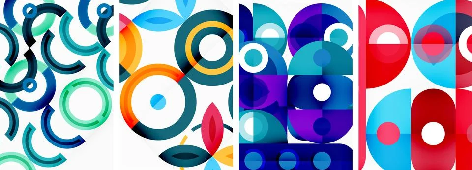 Round geometric elements and circles in background design for wallpaper Illustrazione stock