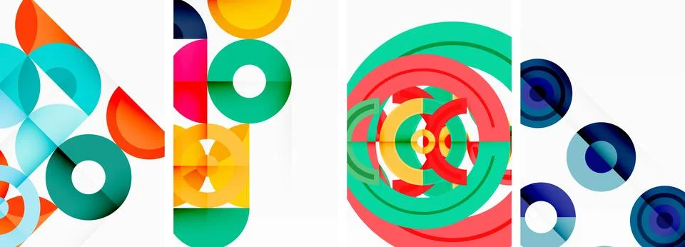 Round geometric elements and circles in background design for wallpaper Stock Illustration