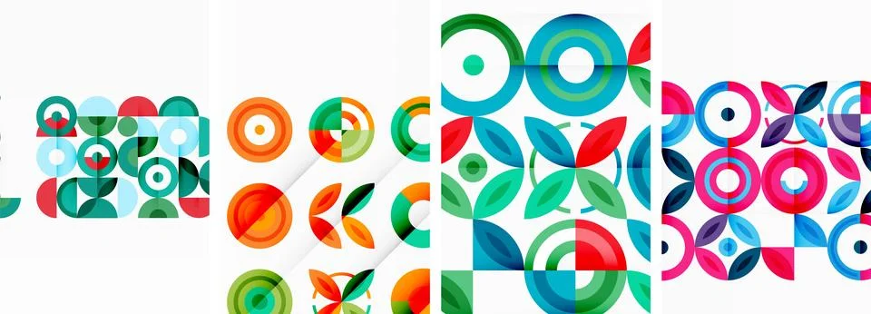 Round geometric elements and circles in background design for wallpaper Illustrazione stock