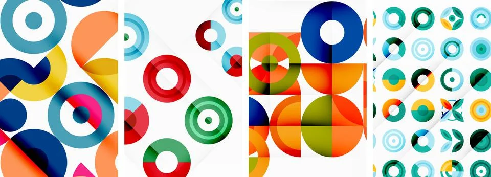 Round geometric elements and circles in background design for wallpaper イラスト素材