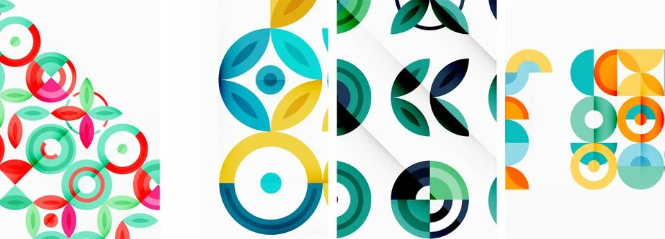 Round geometric elements and circles in background design for wallpaper Stock Illustration