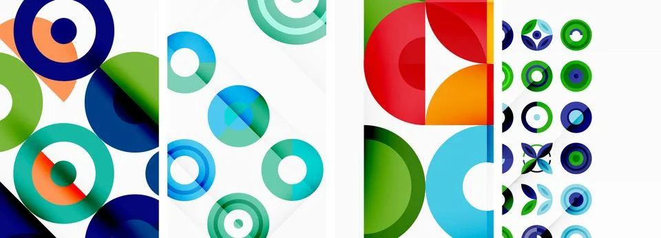 Round geometric elements and circles in background design for wallpaper Stock Illustration