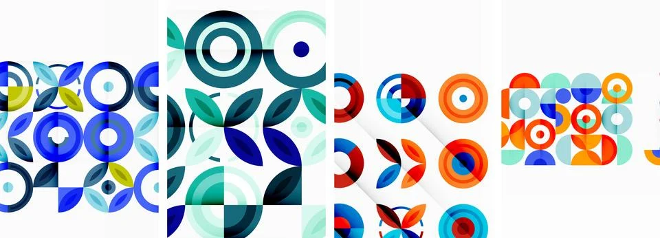 Round geometric elements and circles in background design for wallpaper Illustrazione stock
