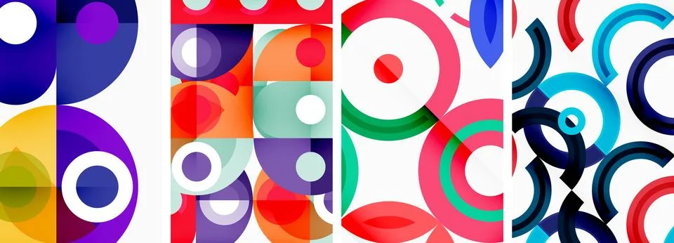 Round geometric elements and circles in background design for wallpaper Stock Illustration
