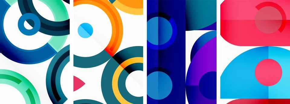 Round geometric elements and circles in background design for wallpaper Stock Illustration