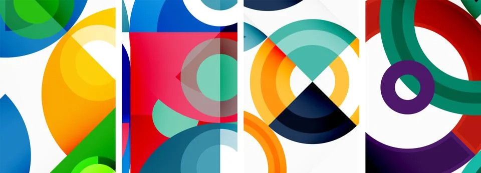 Round geometric elements and circles in background design for wallpaper Stock Illustration