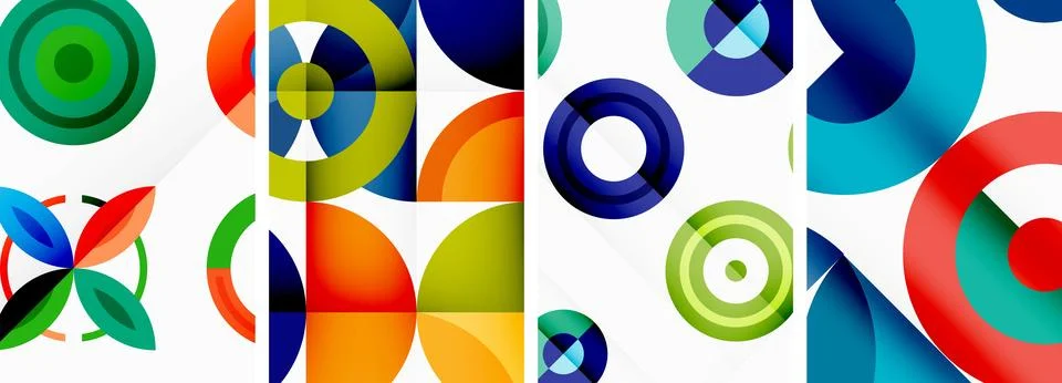 Round geometric elements and circles in background design for wallpaper Stockillustratie
