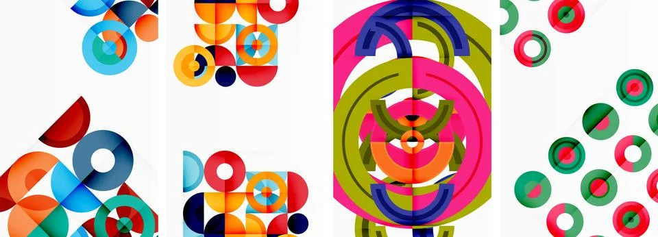 Round geometric elements and circles in background design for wallpaper Stock Illustration