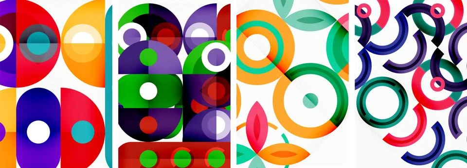 Round geometric elements and circles in background design for wallpaper Stock Illustration