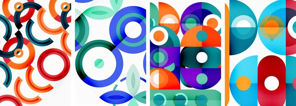 Round geometric elements and circles in background design for wallpaper イラスト素材