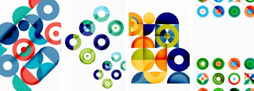Round geometric elements and circles in background design for wallpaper Illustrazione stock