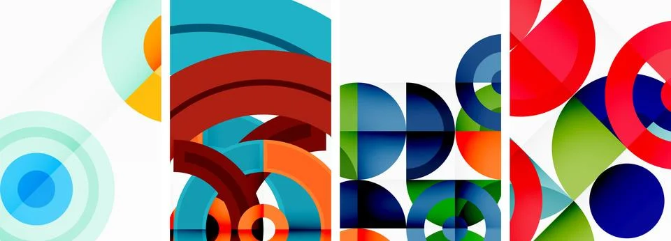 Round geometric elements and circles in background design for wallpaper Illustrazione stock