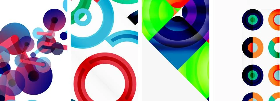 Round geometric elements and circles in background design for wallpaper Stock Illustration