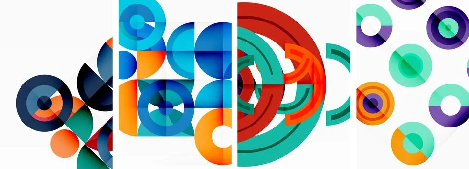 Round geometric elements and circles in background design for wallpaper Illustrazione stock
