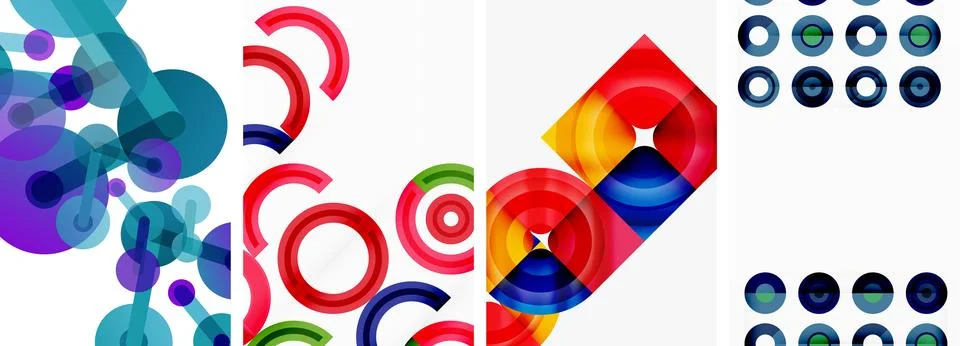 Round geometric elements and circles in background design for wallpaper Stock Illustration
