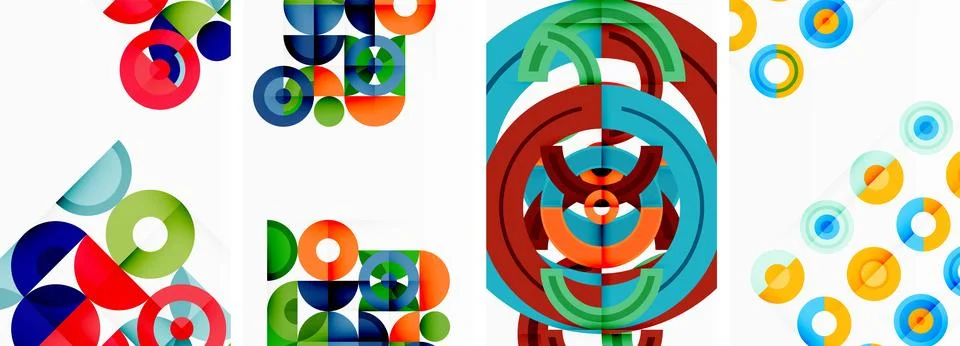 Round geometric elements and circles in background design for wallpaper Stock Illustration