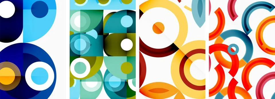 Round geometric elements and circles in background design for wallpaper Illustrazione stock