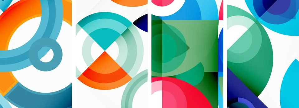 Round geometric elements and circles in background design for wallpaper Stock Illustration