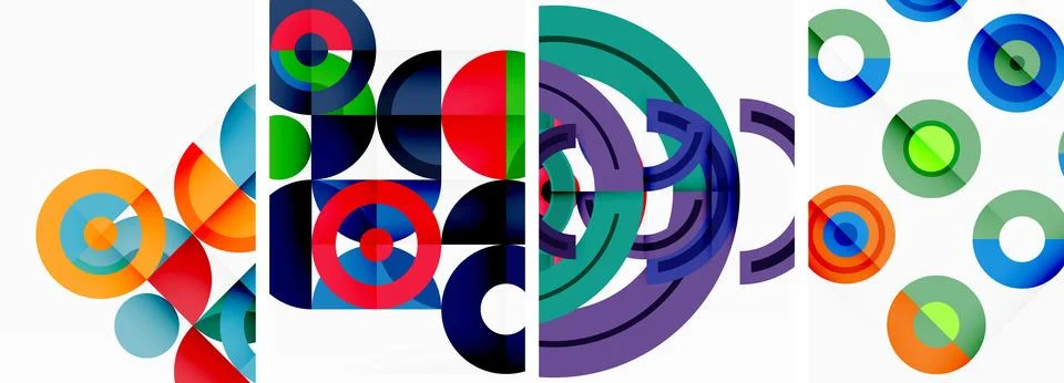 Round geometric elements and circles in background design for wallpaper Stock Illustration