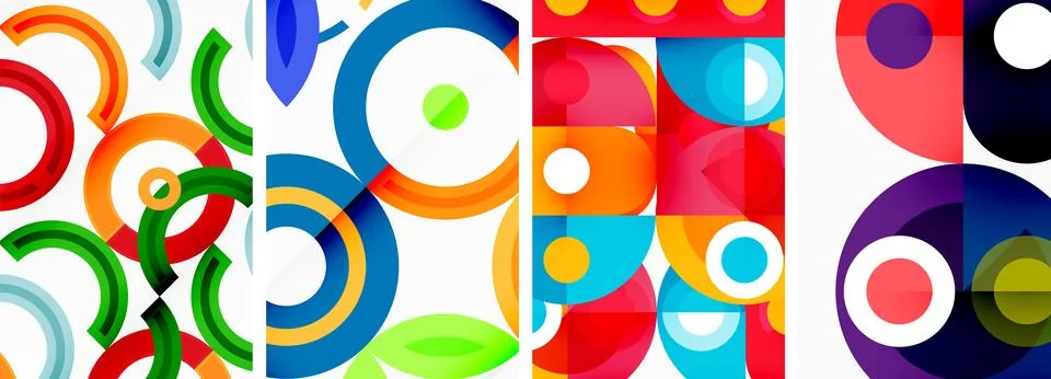 Round geometric elements and circles in background design for wallpaper Illustrazione stock