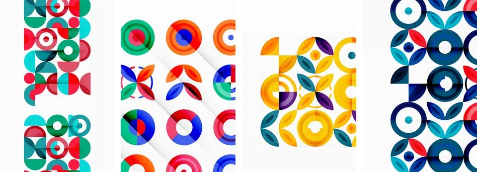 Round geometric elements and circles in background design for wallpaper イラスト素材