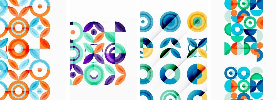 Round geometric elements and circles in background design for wallpaper Stock Illustration