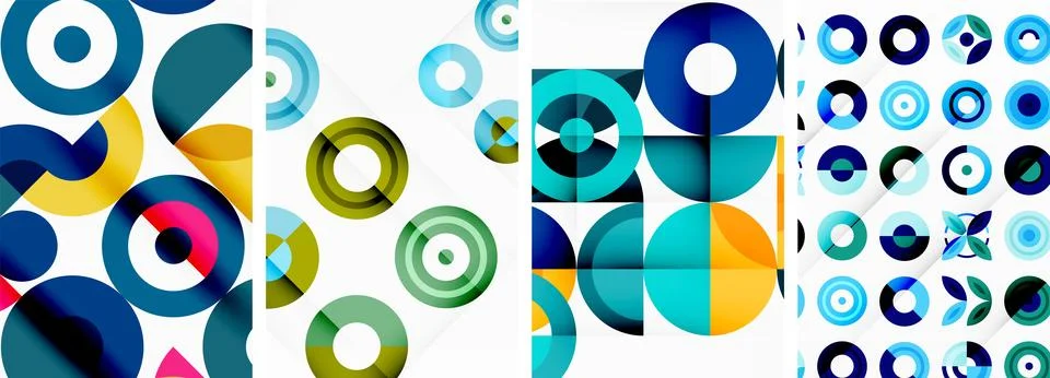 Round geometric elements and circles in background design for wallpaper Stock Illustration