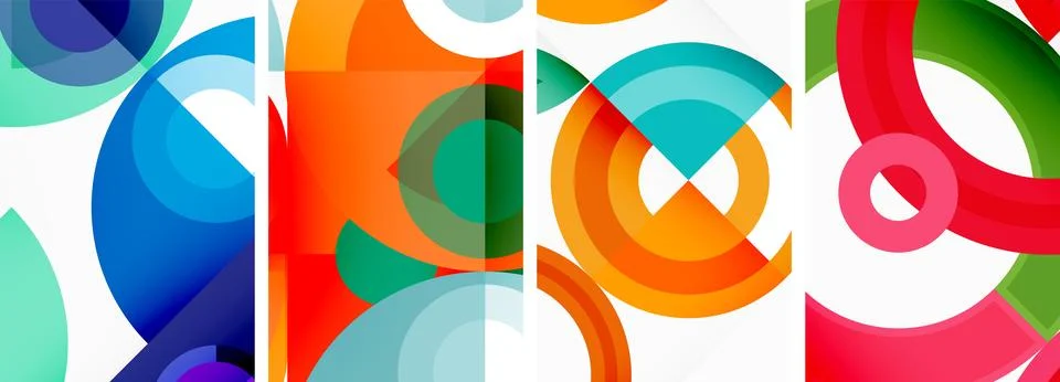 Round geometric elements and circles in background design for wallpaper Stockillustratie