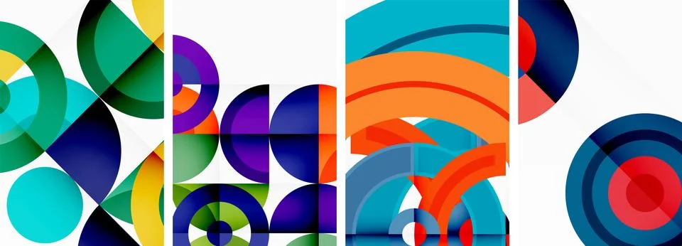 Round geometric elements and circles in background design for wallpaper Stock Illustration