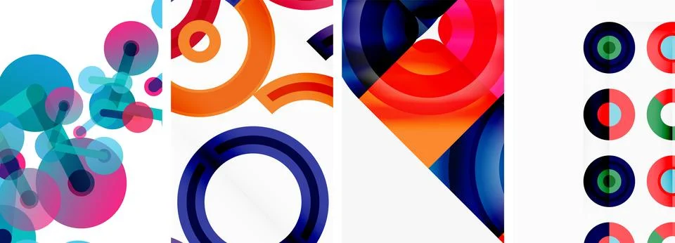Round geometric elements and circles in background design for wallpaper Stock Illustration