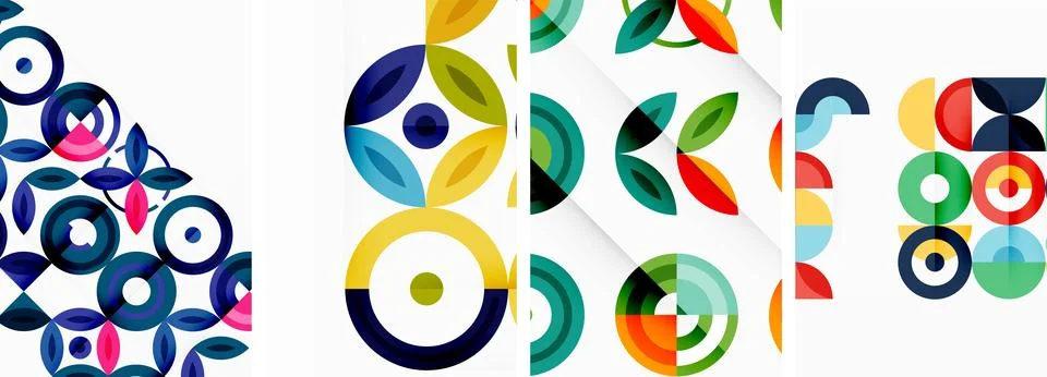Round geometric elements and circles in background design for wallpaper イラスト素材
