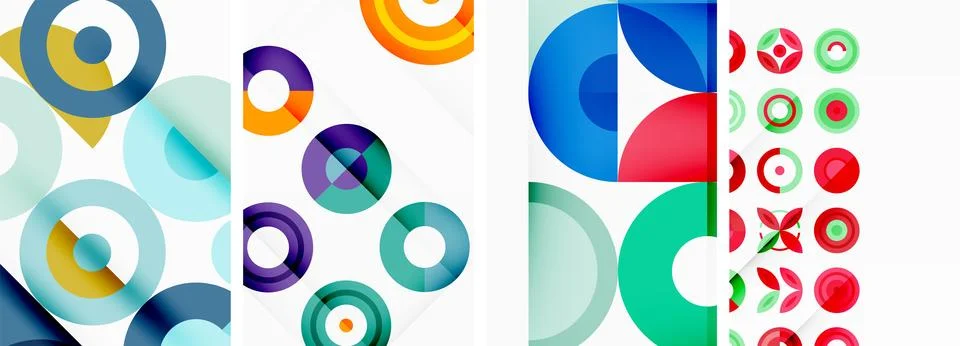 Round geometric elements and circles in background design for wallpaper Stock Illustration