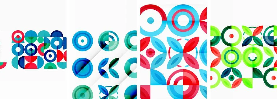 Round geometric elements and circles in background design for wallpaper Stock Illustration