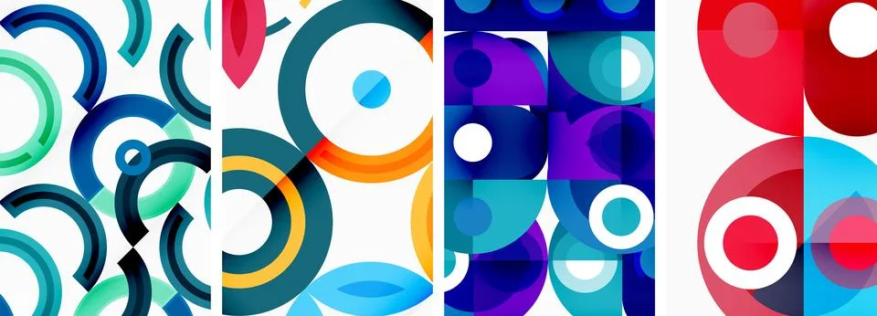 Round geometric elements and circles in background design for wallpaper Stock Illustration