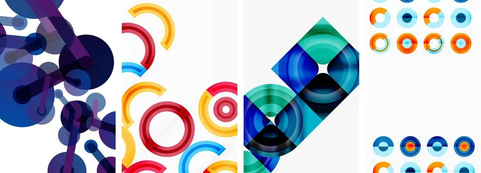 Round geometric elements and circles in background design for wallpaper Stock Illustration